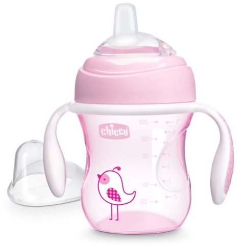 Chicco Pierwszy kubek treningowy z miękkim ustnikiem 4 m+ Transition Cup - różowy