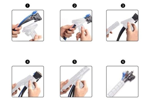 Organizer Kabli, Opaska Spiralna Do Przewodów, Maskownica, Osłona BIAŁA 3m