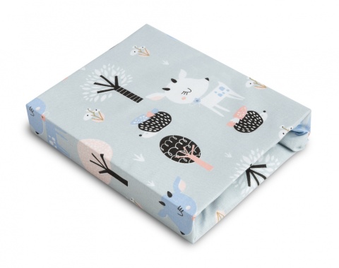 Prześcieradło drukowane miła w dotyku bawełna Sensillo 120x60 cm - JELONKI