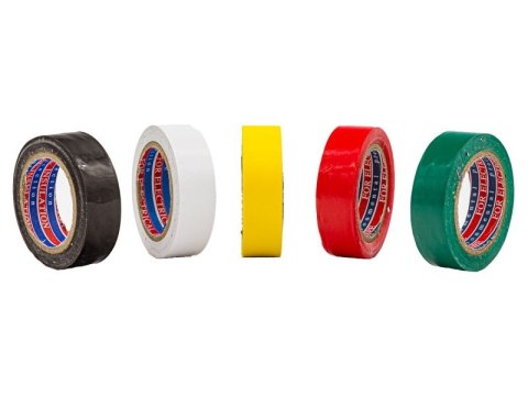 Taśma Izolacyjna, Wodoodporna, Elektroizolacyjna PVC 9m Zestaw 5 Sztuk Kolor