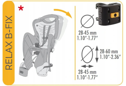 Bellelli TIGER RELAX B-Fix Fotelik rowerowy mocowany do ramy z regulacją oparcia - YELLOW HI VIZ