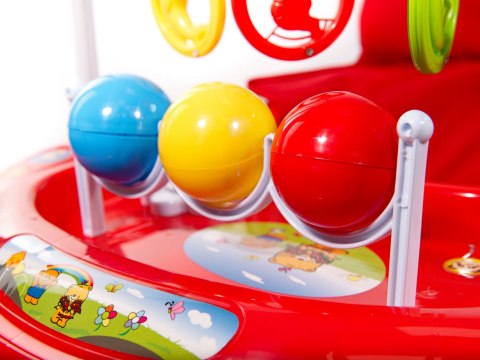 Chodzik dziecięcy grzechotki muzyka pałąk czerwony