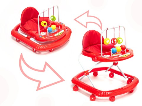 Chodzik dziecięcy grzechotki muzyka pałąk czerwony