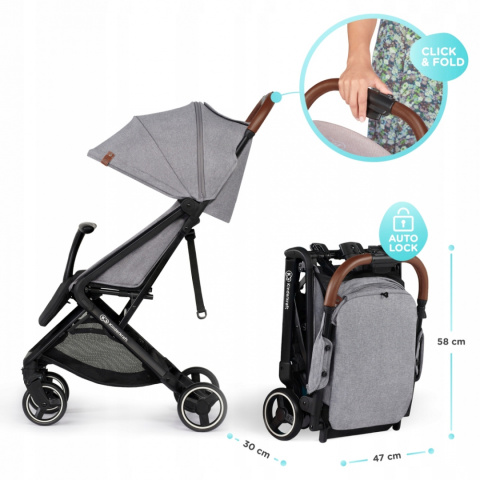 NUBI Kinderkraft Lekki kompaktowy wózek spacerowy 7 kg - Czarny