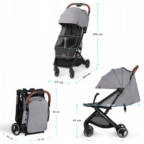 NUBI Kinderkraft Lekki kompaktowy wózek spacerowy 7 kg - Czarny