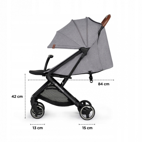 NUBI Kinderkraft Lekki kompaktowy wózek spacerowy 7 kg - Szary