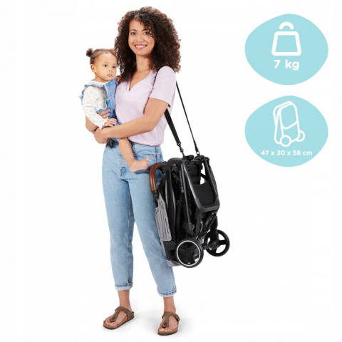 NUBI Kinderkraft Lekki kompaktowy wózek spacerowy 7 kg - Szary