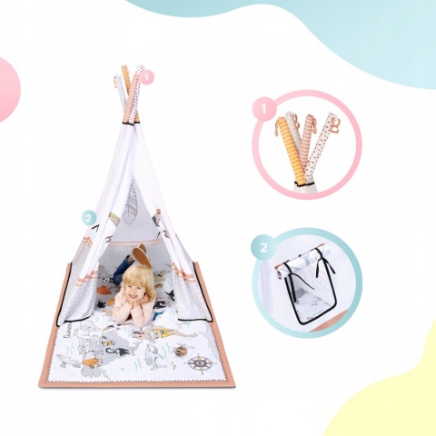 TIPPY Kinderkraft Mata edukacyjna 3w1 z namiotem Tipi