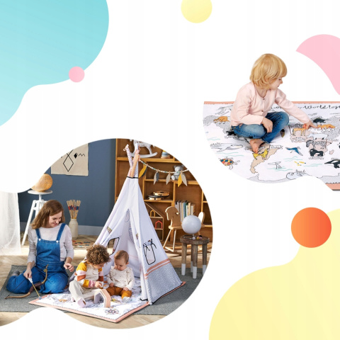 TIPPY Kinderkraft Mata edukacyjna 3w1 z namiotem Tipi