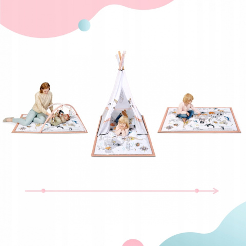TIPPY Kinderkraft Mata edukacyjna 3w1 z namiotem Tipi