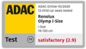 OLYMP Renolux 9-36 kg i-Size 76-150 cm 3* ADAC fotelik samochodowy z IsoFix (wiek ok. 15 miesięcy - 12 lat) - Carbon