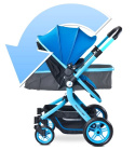 NAVIGATOR 2w1 wielofunkcyjny wózek głeboko-spacerowy Przekładana rączka Caretero blue