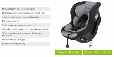 Akita fotelik samochodowy 0-18 montowany tyłem Plus Test BabySafe różowy