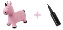 Skoczek gumowy dla dzieci JEDNOROŻEC 60 cm różowo - czarny do skakania z pompką