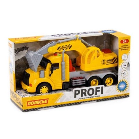 Polesie 86440 "Profi' samochód-koparka z napędem, żółty, światło, dźwięk w pudełku