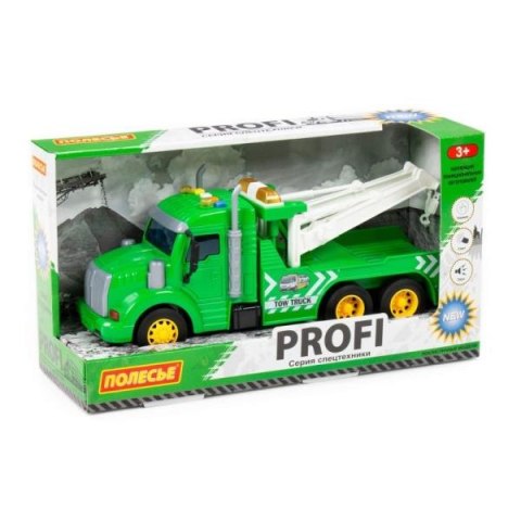 Polesie 86594 "Profi' samochód ewakuator z napędem, zielony, światło, dźwięk w pudełku