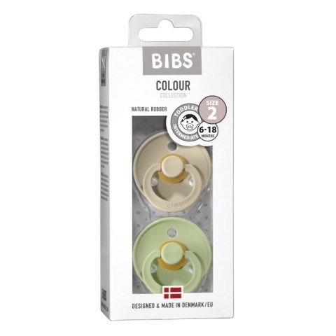 BIBS COLOUR 2-PACK SAND & PISTACHIO M Smoczek uspokajający kauczuk Hevea