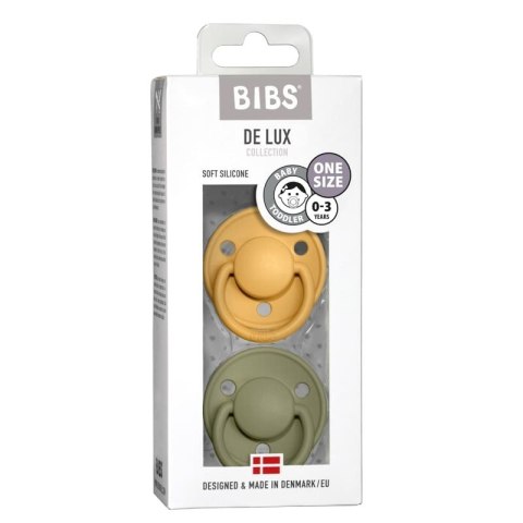 BIBS DE LUX 2-PACK HONEY BEE & OLIVE Smoczek uspokajający silikonowy ONE SIZE