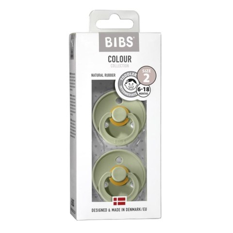 BIBS DUO COLOUR SAGE M Smoczek uspokajający kauczuk Hevea 2 szt