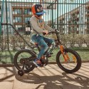 Rowerek dla chłopca 16 cali Tiger Bike z pchaczem czarno - pomarańczow - turkusowy