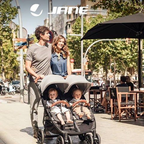 TWINLINK Jane wózek dziecięcy bliźniaczy jeden obok drugiego T34 JET BLACK