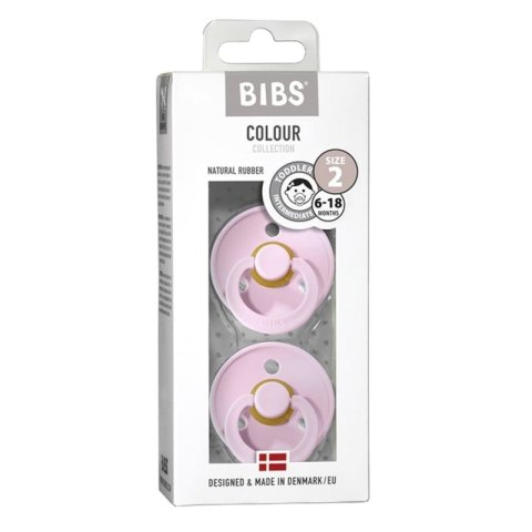 BIBS DUO COLOUR BABY PINK M Smoczek uspokajający kauczuk Hevea 2 szt