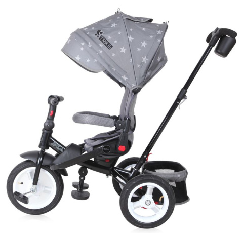 JAGUAR AIR Lorelli Bertoni rowerek trójkołowy dla dzieci od 8 m+ do 5 lat max 20 kg, obrotowe siedzisko - Grey Stars