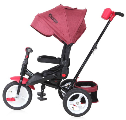 JAGUAR AIR Lorelli Bertoni rowerek trójkołowy dla dzieci od 8 m+ do 5 lat, obrotowe siedzisko - Red&Black Luxe