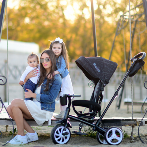 ROCKET Lorelli Bertoni rowerek trójkołowy dla dzieci od 18 m+ do 5 lat max 20 kg, funkcja Balance Bike - Blac&Red