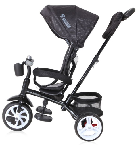 ROCKET Lorelli Bertoni rowerek trójkołowy dla dzieci od 18 m+ do 5 lat max 20 kg, funkcja Balance Bike - Black