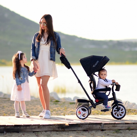 ROCKET Lorelli Bertoni rowerek trójkołowy dla dzieci od 18 m+ do 5 lat max 20 kg, funkcja Balance Bike - Black