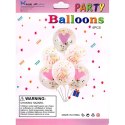 Balony z konfetti na babyshower dziewczynki 6szt różowe