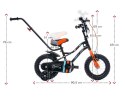 Rowerek dla chłopca 12 cali Tiger Bike z pchaczem czarno - pomarańczow - turkusowy