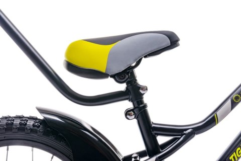 Rower 16 cali Tiger Bike z pchaczem - czarny & żołty & szary