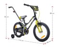 Rowerek dla chłopca 16 cali Tiger Bike z pchaczem czarny & żołty & szary