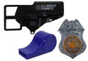 Zestaw Policyjny Rewolwer 20cm Odznaka Kabura Gwizdek Dźwięk Efekty Świetlne