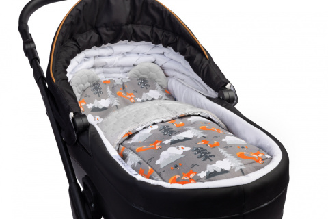 Sensillo Komplet Velvet do wózka kołyski łóżeczka - poduszka Miś + kocyk - SZARY GÓRY