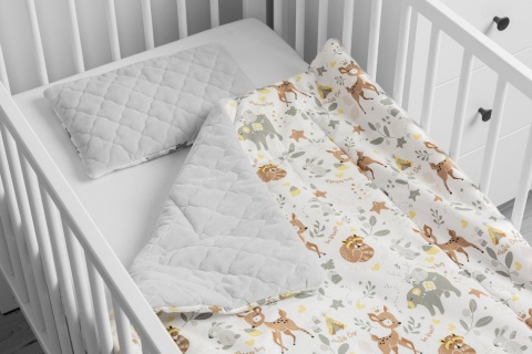 Sensillo Komplet do łóżeczka Plusz Karo - LEŚNA PRZYGODA
