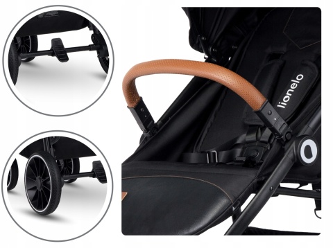 ALEXIA Lionelo Wózek spacerowy, duże koła 8,8 kg - Black Onyx