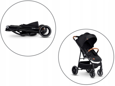 ALEXIA Lionelo Wózek spacerowy, duże koła 8,8 kg - Black Onyx