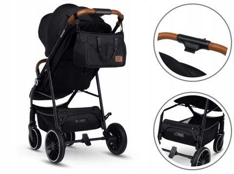 ALEXIA Lionelo Wózek spacerowy, duże koła 8,8 kg - Black Onyx