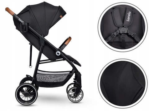 ALEXIA Lionelo Wózek spacerowy, duże koła 8,8 kg - Black Onyx