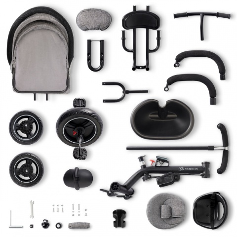 FREEWAY KinderKraft rowerek trójkołowy od 9 miesięcy do 5 lat, obrotowe siedzisko - Grey Melange