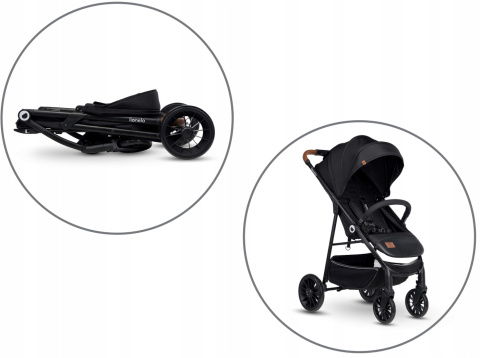 ZOEY Lionelo Wózek spacerowy, duże koła 8,4 kg - Black Onyx