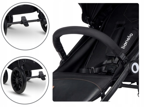 ZOEY Lionelo Wózek spacerowy, duże koła 8,4 kg - Black Onyx