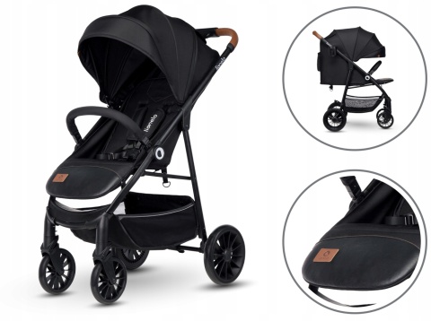 ZOEY Lionelo Wózek spacerowy, duże koła 8,4 kg - Black Onyx