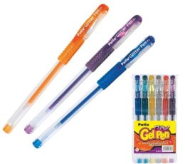 Długopisy żelowe brokatowe Glitter Gel Pen 6 kolorów 88852PTR Patio