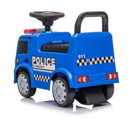 Pojazd jeździk dla dziecka na roczek, pchacz Mercedes Antos Policja dźwięki niebieski