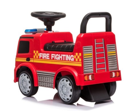Pojazd jeździk dla dziecka na roczek, pchacz Mercedes Antos straż pożarna dźwięki czerwony