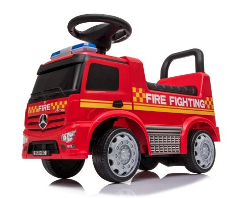 Pojazd jeździk dla dziecka na roczek, pchacz Mercedes Antos straż pożarna dźwięki czerwony
